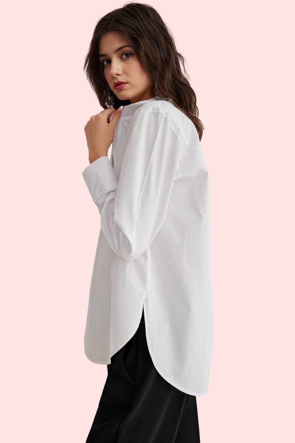 Kadın Oversize Geniş Kalıp Dokuma Gömlek Düz Desen Günlük Kullanım Yaz Aylarının Vazgeçilmezi