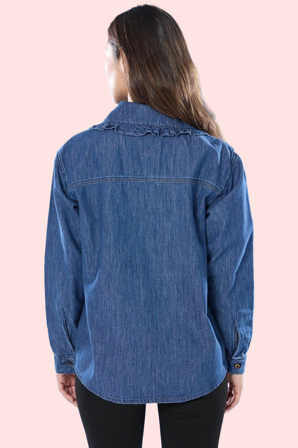 Kadın Denim Gömlek Bebe Yaka Bağlama Detaylı Pamuklu Günlük Kullanım Yaz Aylarının Vazgeçilmezi