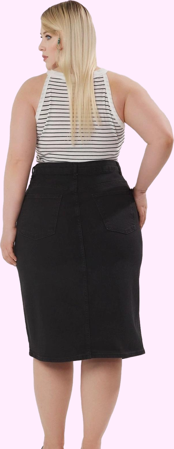 Kadın Kalem Denim Etek Düz Desen Renk Kısa Boy Comfort Dokuma İş Ortamı Yaz Aylarının Vazgeçilmezi