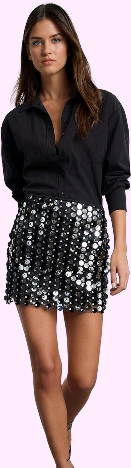 Kadın Örme Mini Etek Polyester Kalem Payetli Astarlı Şık Günlük Kullanım Dayanıklı Malzeme