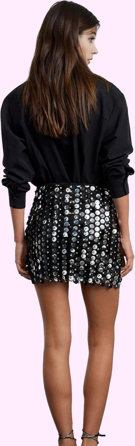 Kadın Örme Mini Etek Polyester Kalem Payetli Astarlı Şık Günlük Kullanım Dayanıklı Malzeme