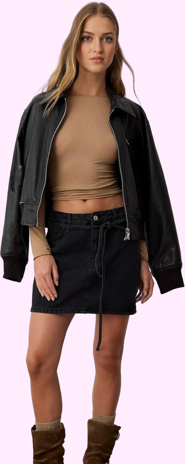 Kadın Yüksek Bel Denim Mini Etek Pamuk Günlük Kombinler İçin Rahat Yaz Aylarının Vazgeçilmezi