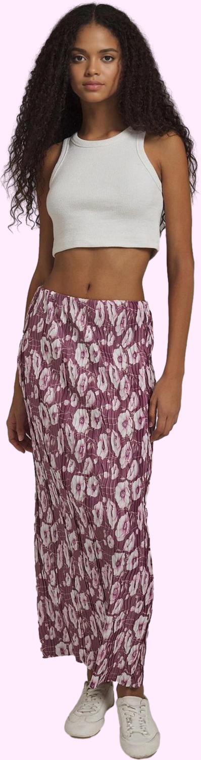 Moda Regular Baskılı Desen Günlük Maxi Boy Baskılı Normal Lastikli Bel Pilise Maxi Örme Etek