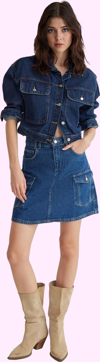 Kadın Denim A line Mini Etek Pamuk Yaz Aylarının Vazgeçilmezi Günlük Kullanım Modern Tasarım