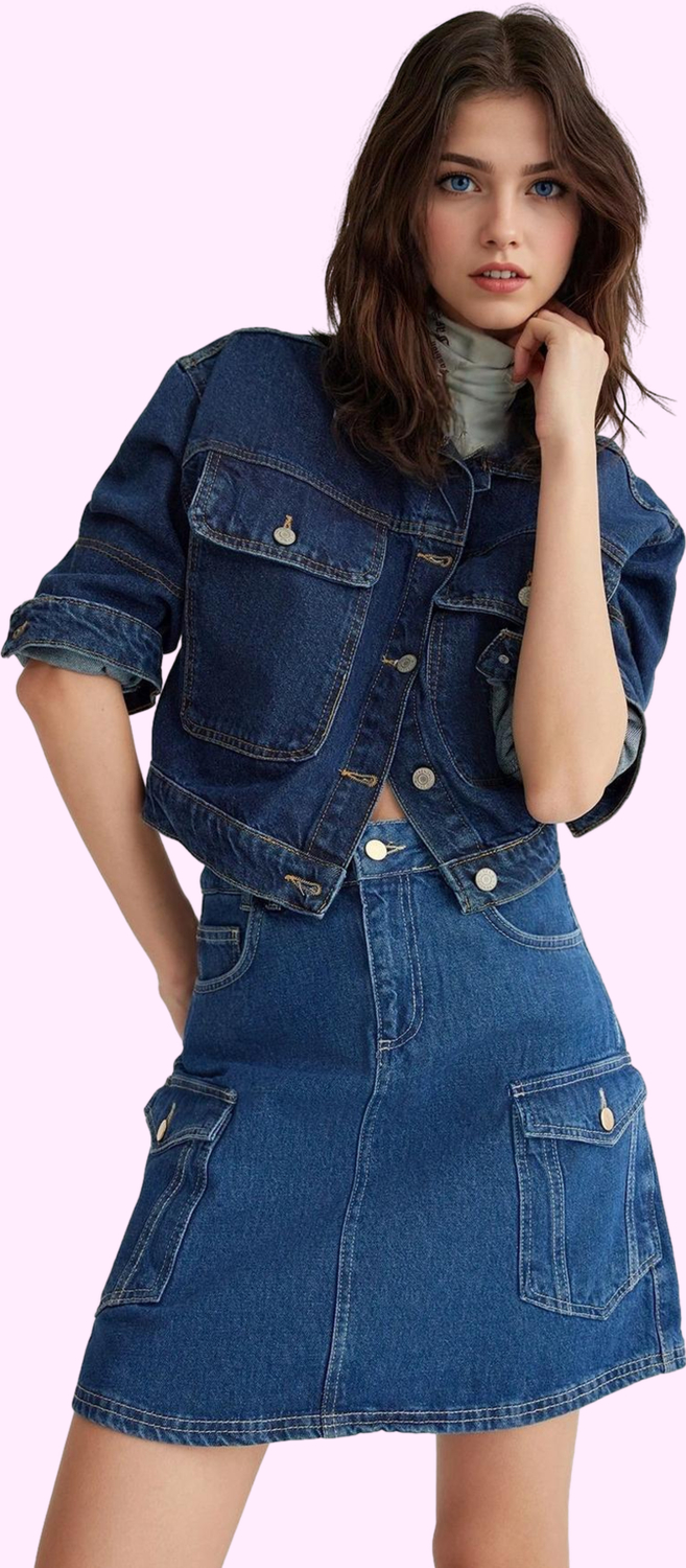 Kadın Denim A line Mini Etek Pamuk Yaz Aylarının Vazgeçilmezi Günlük Kullanım Modern Tasarım