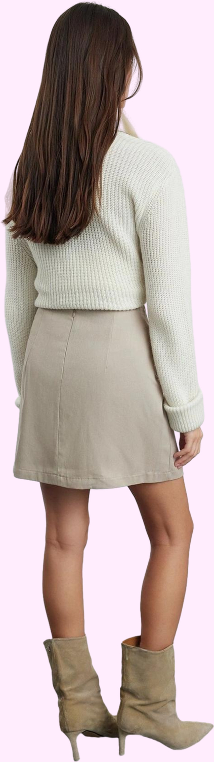 Kadın Mini Etek Yüksek Bel A line Dokuma Gabardin Günlük Stil Hafta Sonu Dayanıklı Malzeme