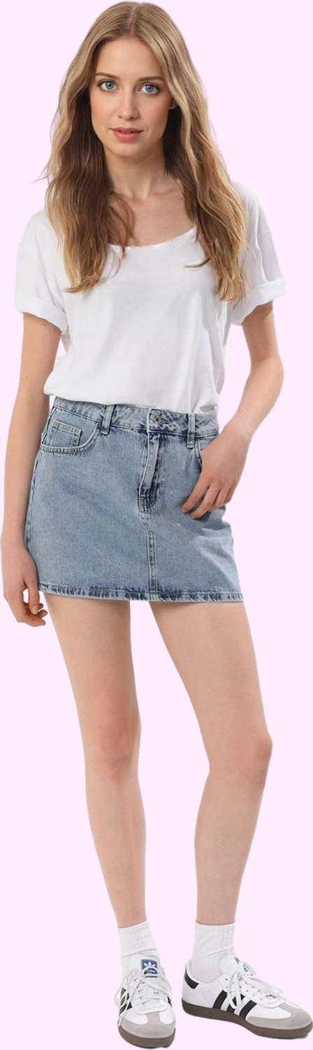 Kadın Denim Kısa Etek Pamuk Günlük Casual Yaz