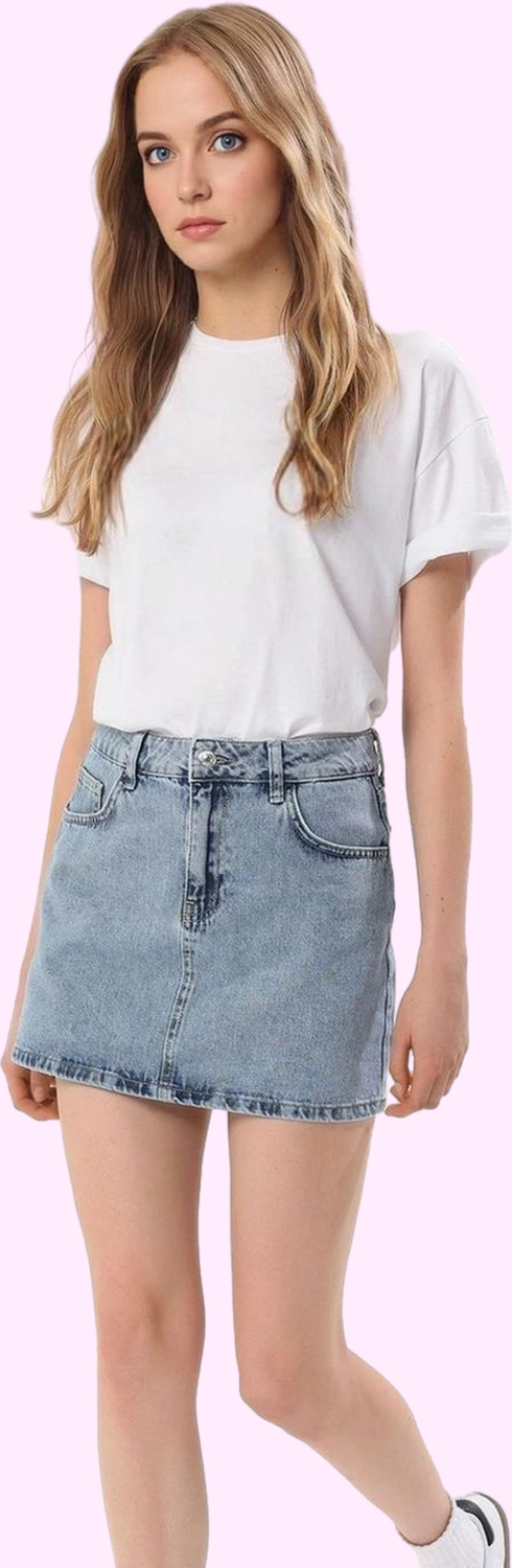 Kadın Denim Kısa Etek Pamuk Günlük Casual Yaz