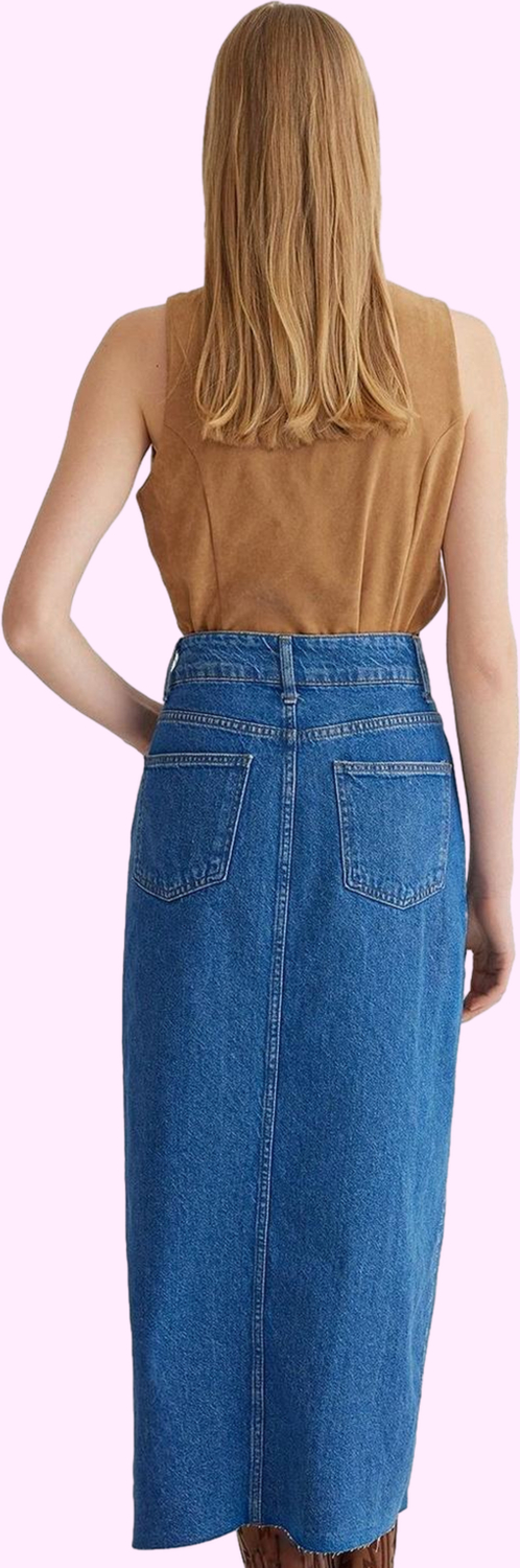 Kadın Denim Etek Midi Boy Pamuk Günlük ve Şık Kombinler İçin Hafta Sonu Yaz Aylarının Vazgeçilmezi