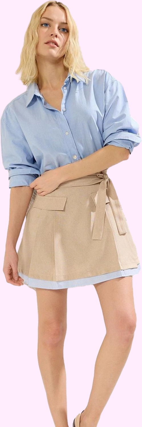 Kadın Mini Etek Polyester Dokuma Kumaş Günlük Şıklık Hafta Sonu Yaz Aylarının Vazgeçilmezi