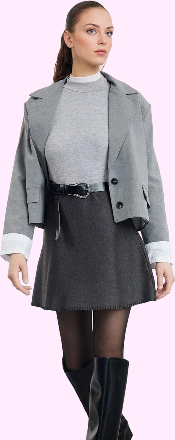 Moda Regular Düz Desen Günlük Mini Boy Mini Pamuklu Triko Etek