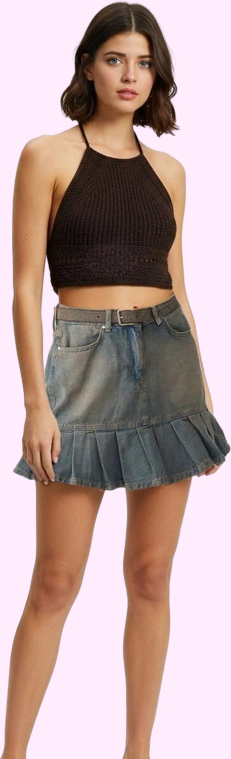Kadın Pamuklu Denim Mini Skater Etek Günlük Casual Kombinler Hafta Sonu Yaz Aylarının Vazgeçilmezi