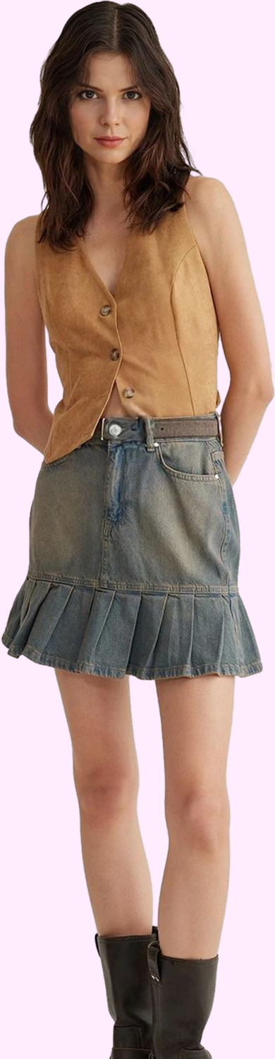 Kadın Pamuklu Denim Mini Skater Etek Günlük Casual Kombinler Hafta Sonu Yaz Aylarının Vazgeçilmezi