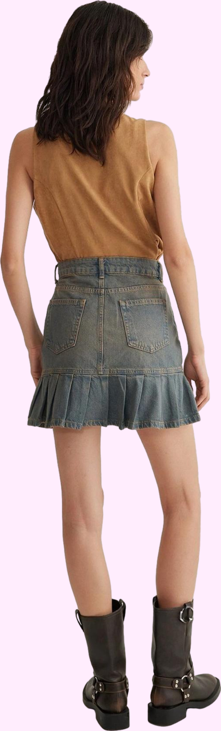 Kadın Pamuklu Denim Mini Skater Etek Günlük Casual Kombinler Hafta Sonu Yaz Aylarının Vazgeçilmezi