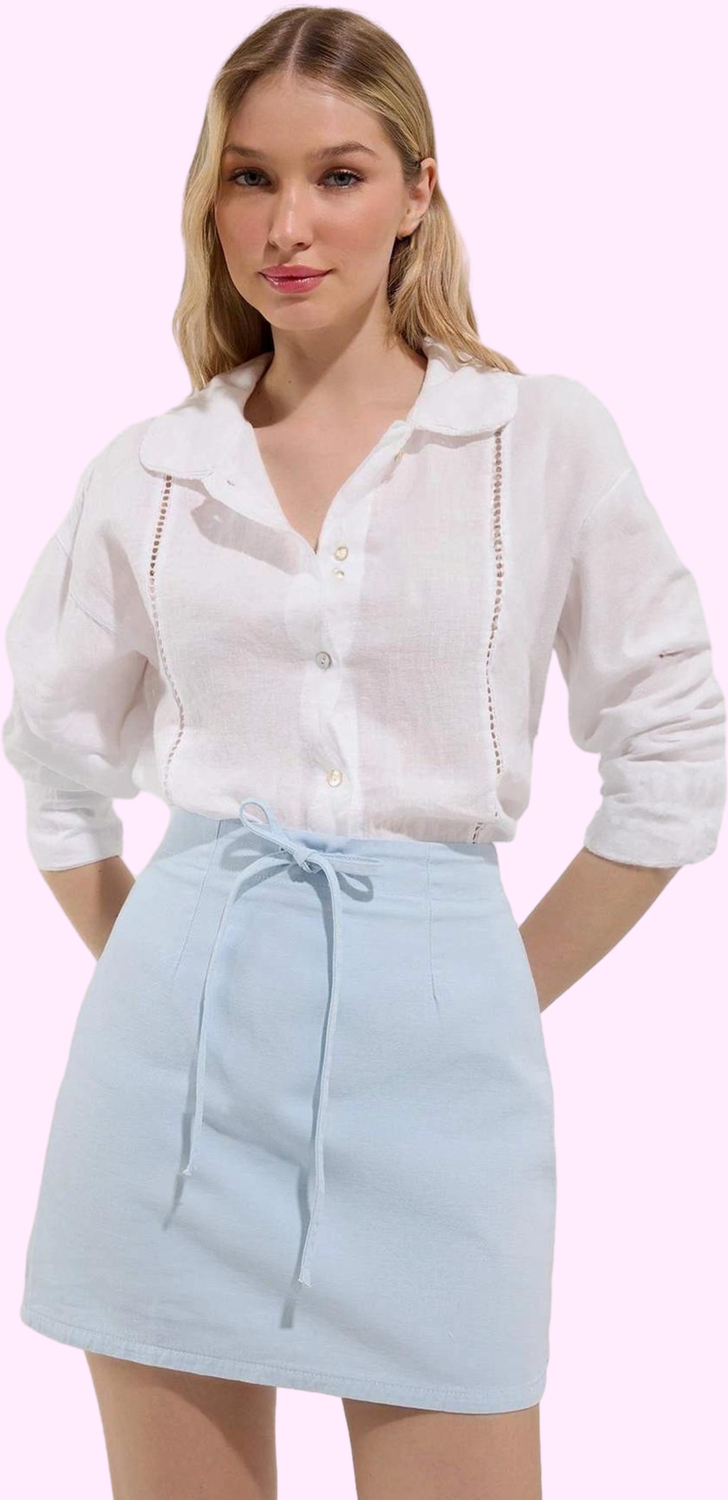 Kadın Denim Kısa Etek Pamuk Keten Karışımı Rahat Günlük Hafta Sonu Yaz Aylarının Vazgeçilmezi