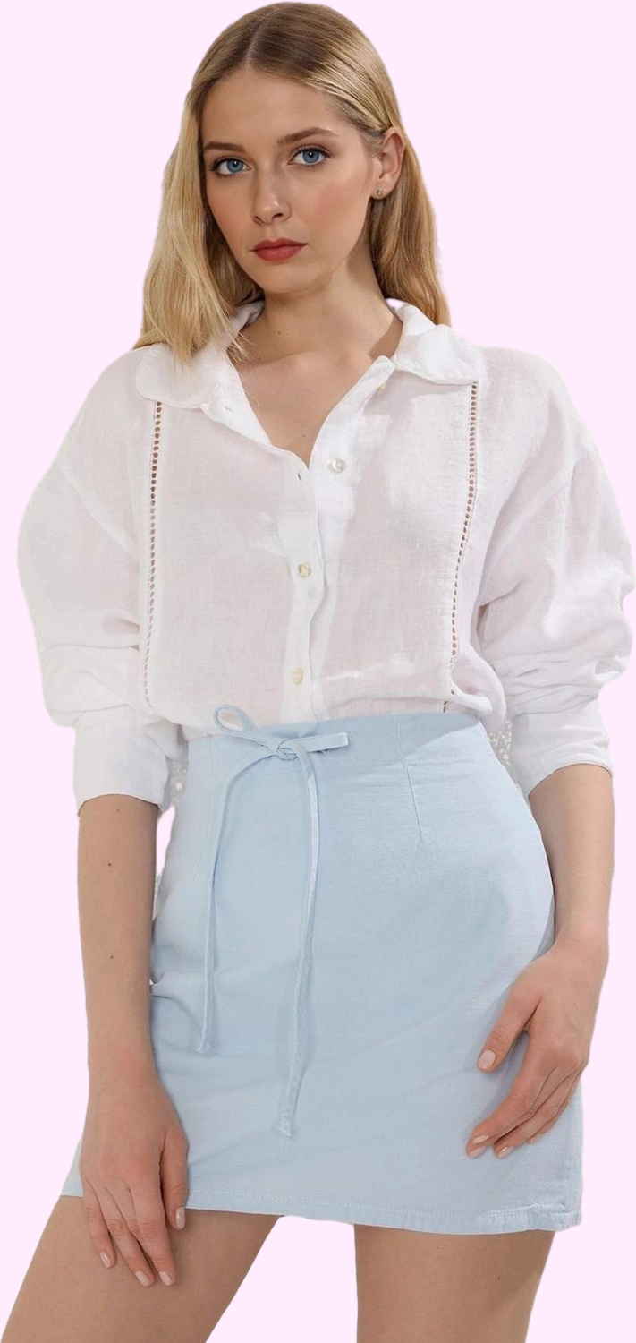 Kadın Denim Kısa Etek Pamuk Keten Karışımı Rahat Günlük Hafta Sonu Yaz Aylarının Vazgeçilmezi