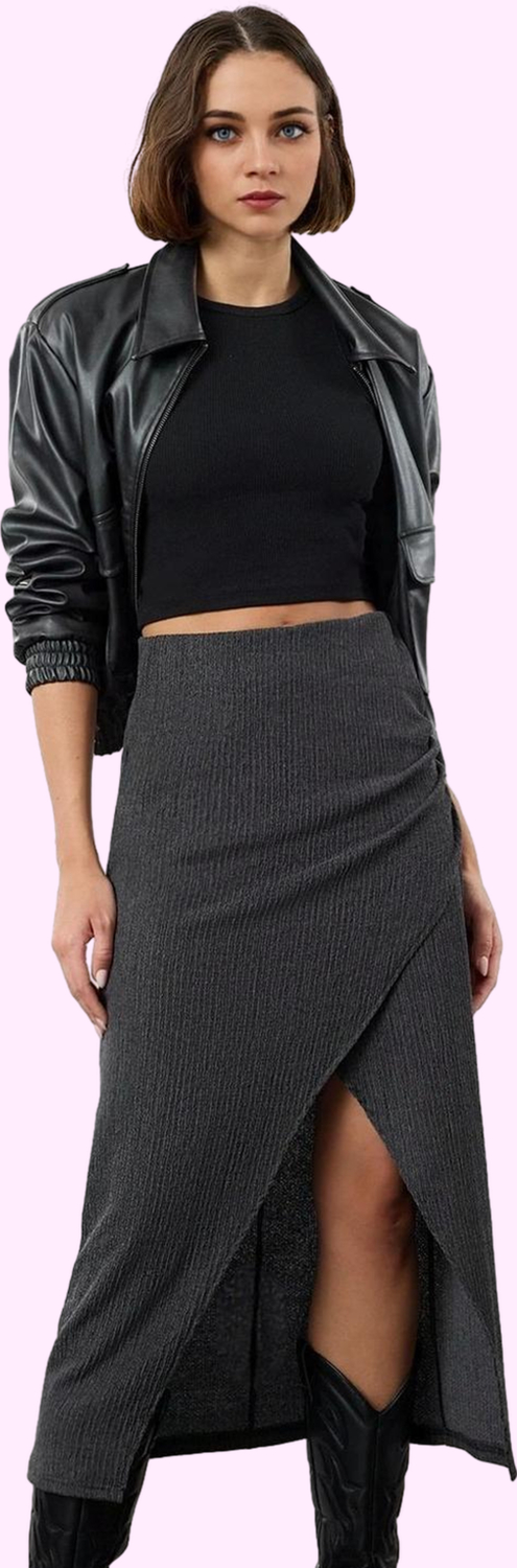 Kadın Örme Kumaştan Midi Boy Kruvaze Etek Günlük Casual Kombinler İçin Yaz Aylarının Vazgeçilmezi