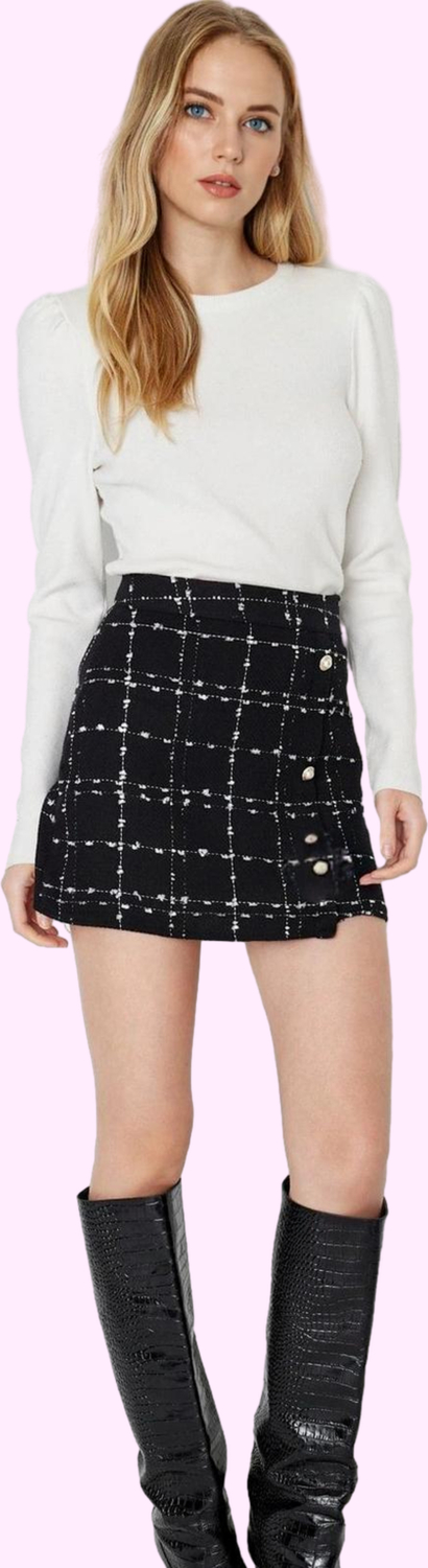 Kadın Kışlık Mini Etek A line Kalıp Tüvit Kumaş Günlük Casual Stil Yaz Aylarının Vazgeçilmezi