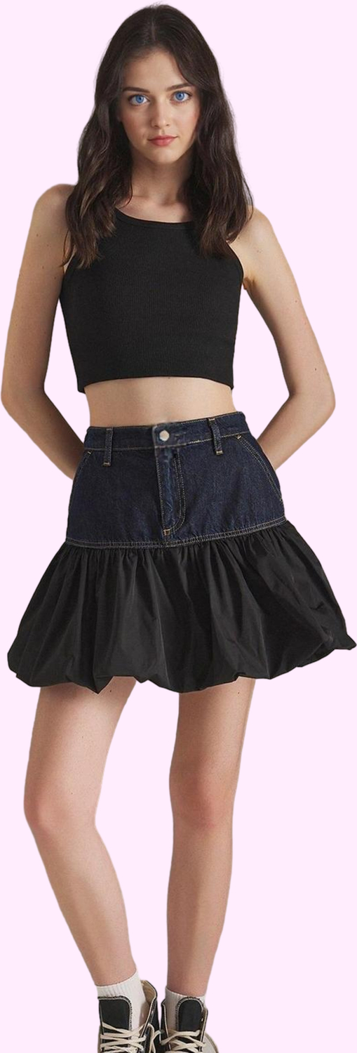 Kadın Mini Boy Fırfırlı Denim Etek Pamuk Günlük Kombinler İçin Hafta Sonu Kaliteli Malzeme