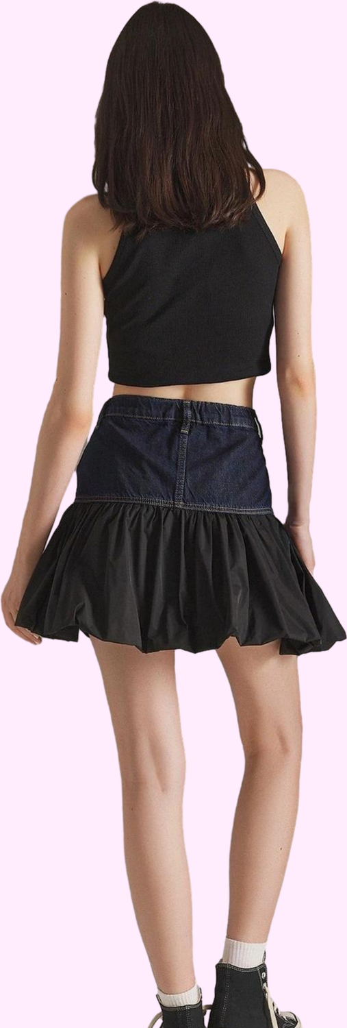 Kadın Mini Boy Fırfırlı Denim Etek Pamuk Günlük Kombinler İçin Hafta Sonu Kaliteli Malzeme