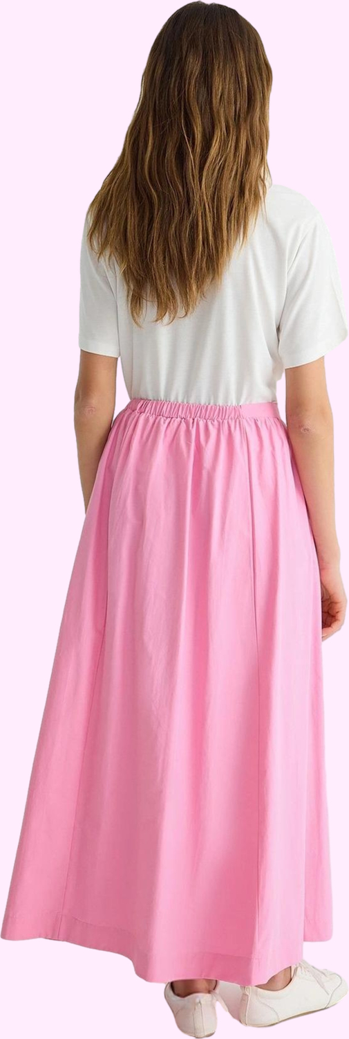 Kadın Pamuklu Terrycotton Maxi Etek Renk Rahat Kloş Kesim Günlük Yaz Aylarının Vazgeçilmezi