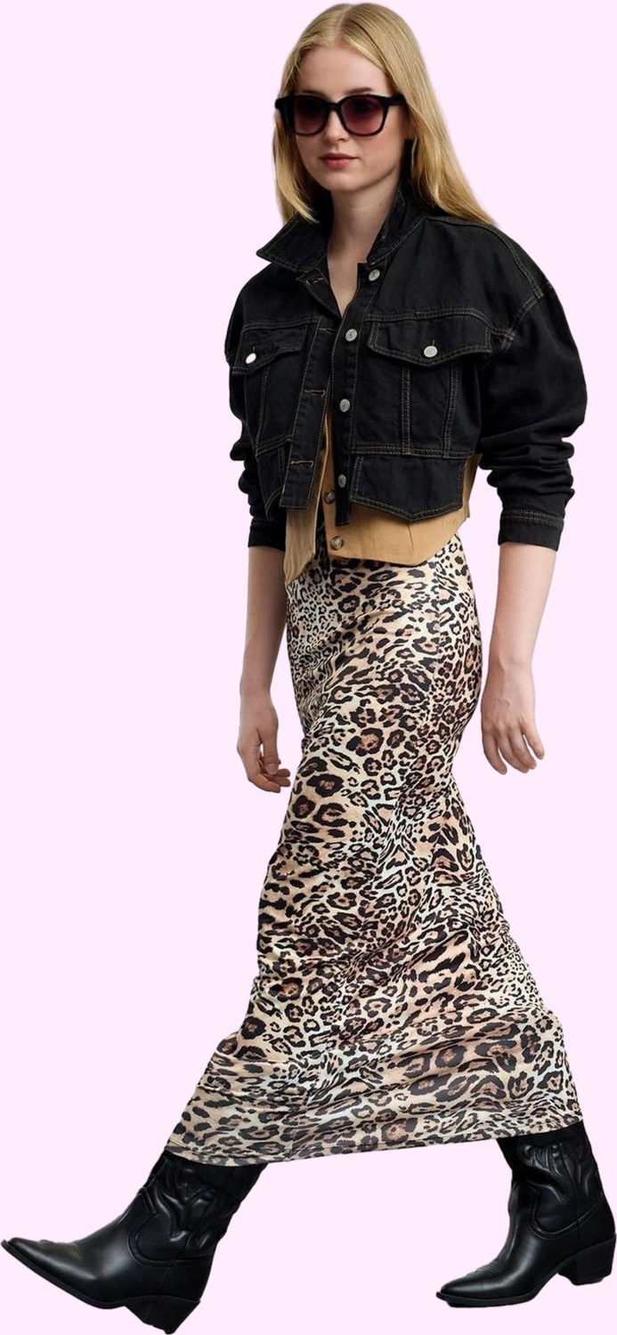 Kadın A line Maxi Etek Leopar Baskı Beli Lastikli Rahat Günlük Stil Yaz Aylarının Vazgeçilmezi