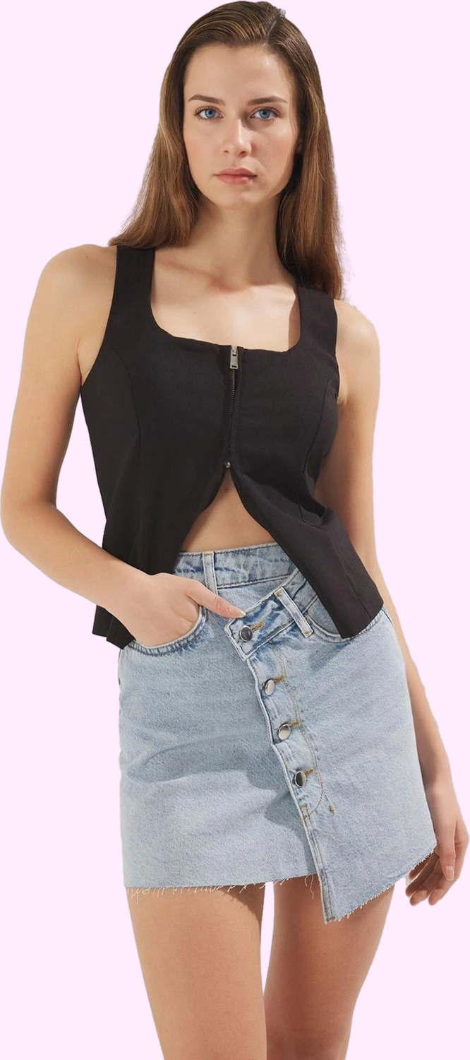 Kadın Pamuk Denim Mini Etek A line Günlük Kullanım İçin Hafta Sonu Yaz Aylarının Vazgeçilmezi