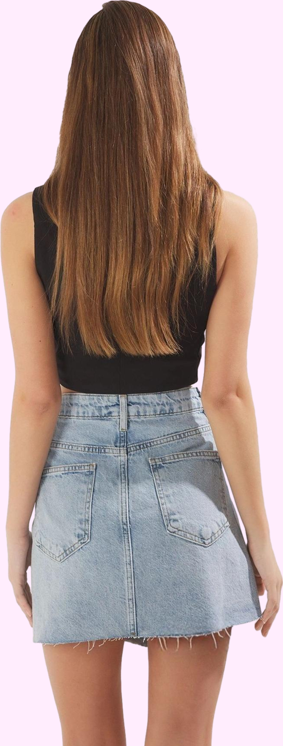 Kadın Pamuk Denim Mini Etek A line Günlük Kullanım İçin Hafta Sonu Yaz Aylarının Vazgeçilmezi