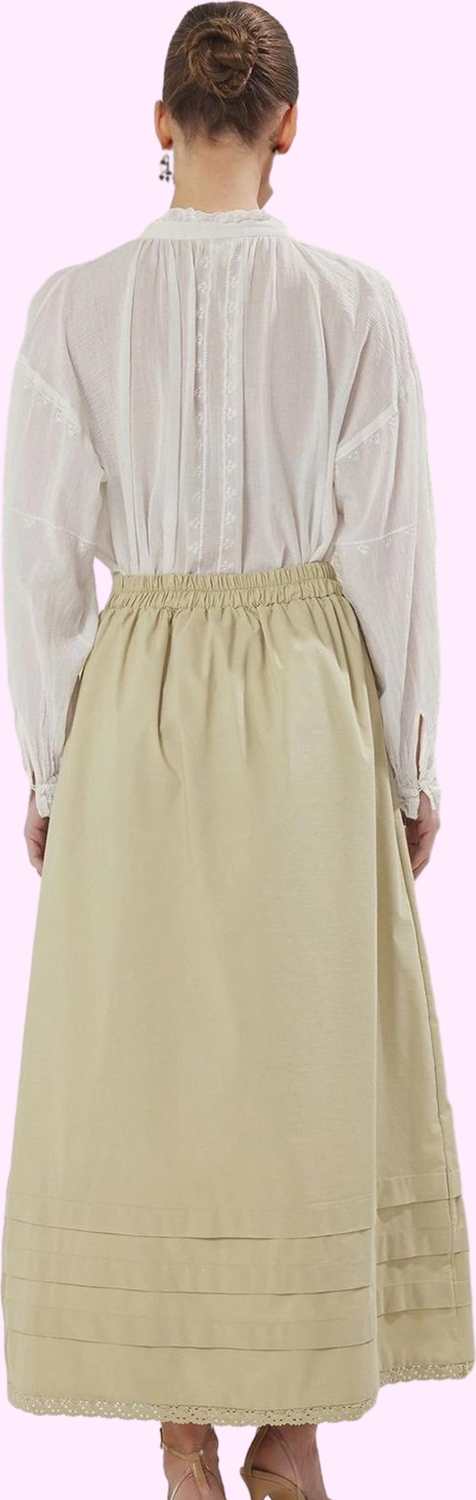 Kadın Gabardin Maxi Etek Dantel Detay Casual Günlük Kombinler Hafta Sonu Dayanıklı Malzeme