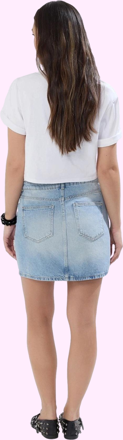 Kadın Pamuk Denim Etek Yüksek Bel A line Mini Yaz Stilin Buluştuğu Yer Vazgeçilmez Tasarım