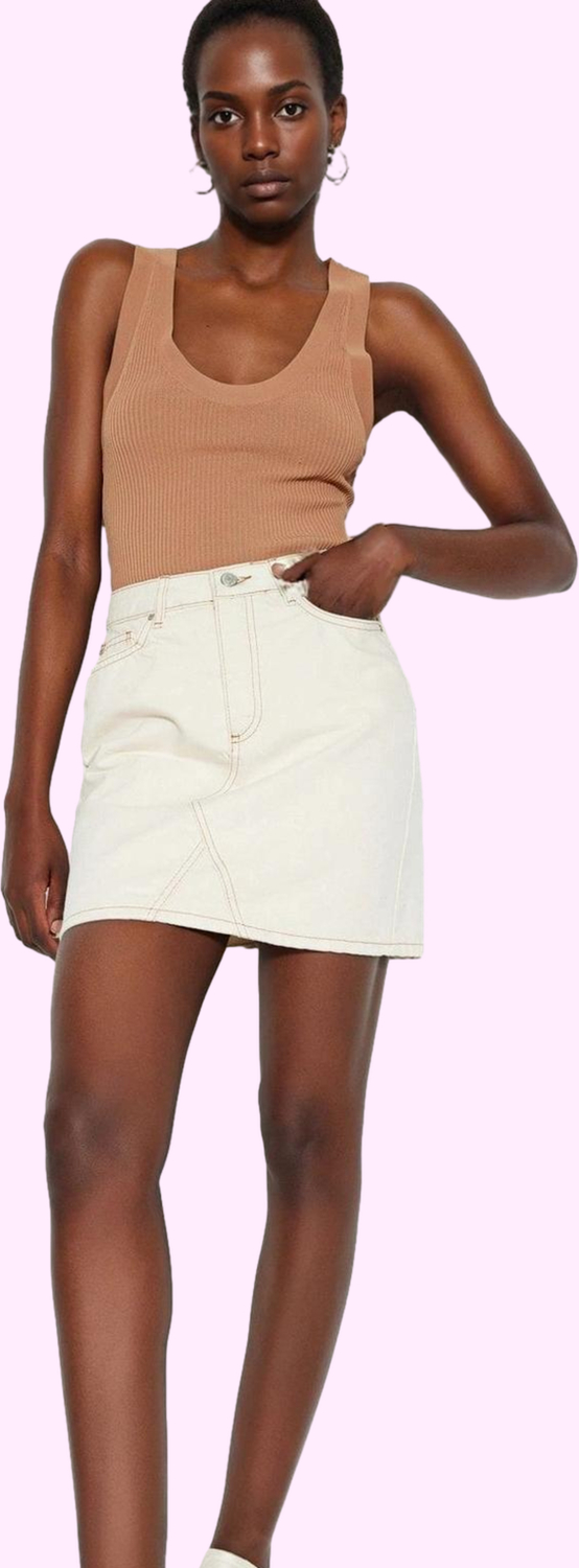 Kadın Basic Denim Mini Etek Pamuk Günlük Kombinler İçin Hafta Sonu Yaz Aylarının Vazgeçilmezi