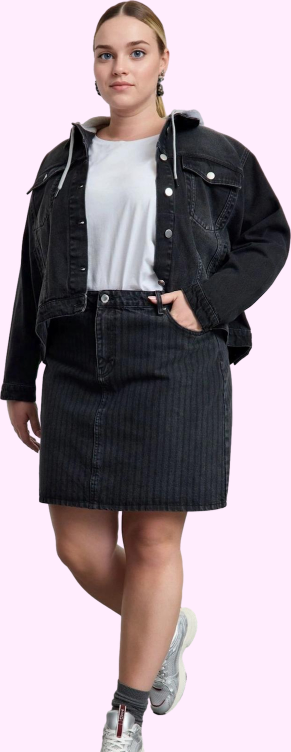 Kadın A line Çizgili Denim Mini Etek Pamuk Rahat Günlük Kombinler Yaz Aylarının Vazgeçilmezi