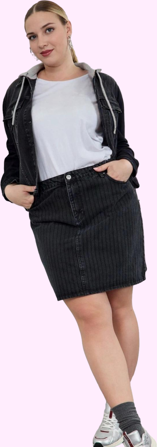 Kadın A line Çizgili Denim Mini Etek Pamuk Rahat Günlük Kombinler Yaz Aylarının Vazgeçilmezi