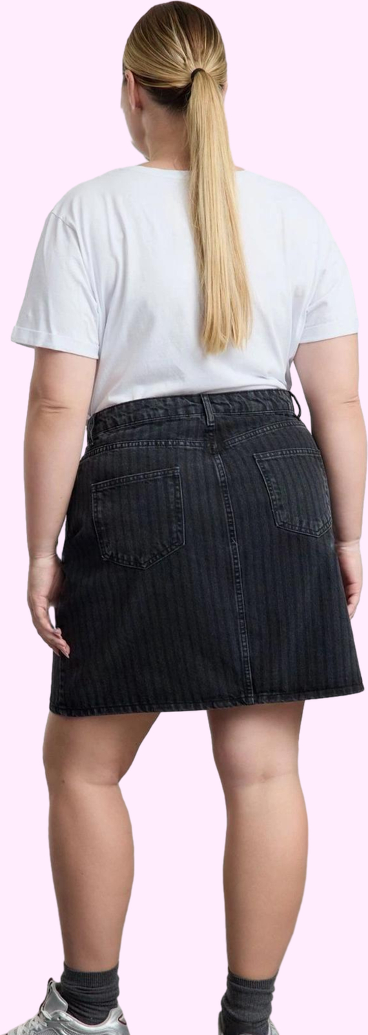 Kadın A line Çizgili Denim Mini Etek Pamuk Rahat Günlük Kombinler Yaz Aylarının Vazgeçilmezi