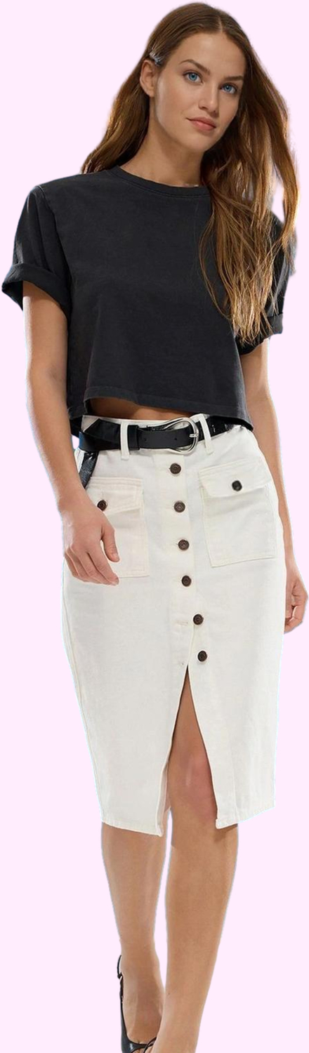 Kadın Denim Etek Pamuk Midi Boy Günlük Casual Stil Modern Tasarım Yaz Aylarının Vazgeçilmezi