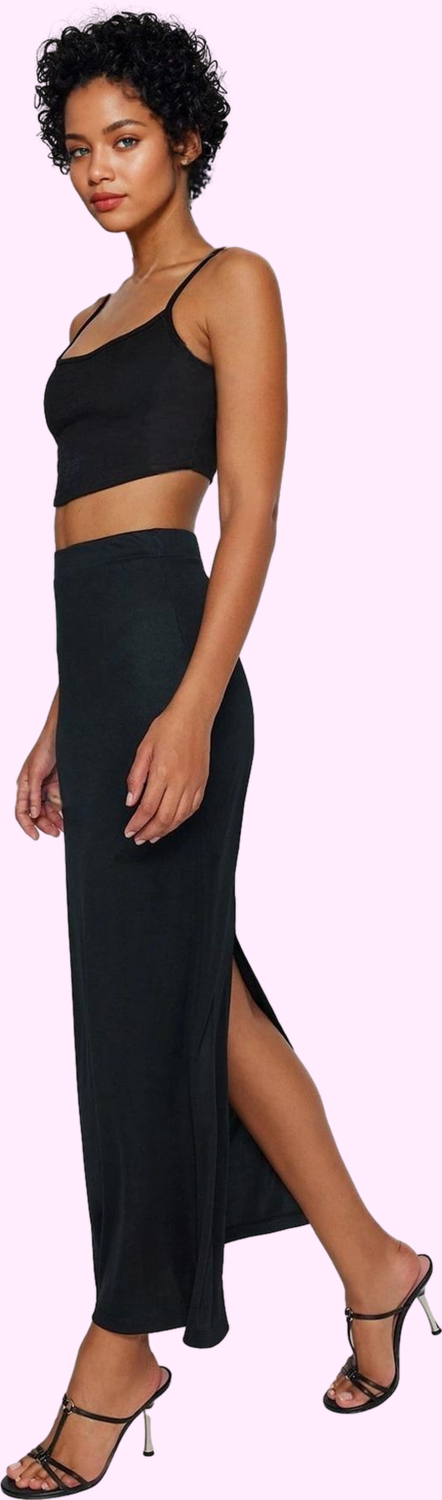 Kadın Maxi Etek Yüksek Bel Örme Kumaş Günlük Yazlık Özel Günler Yaz Aylarının Vazgeçilmezi