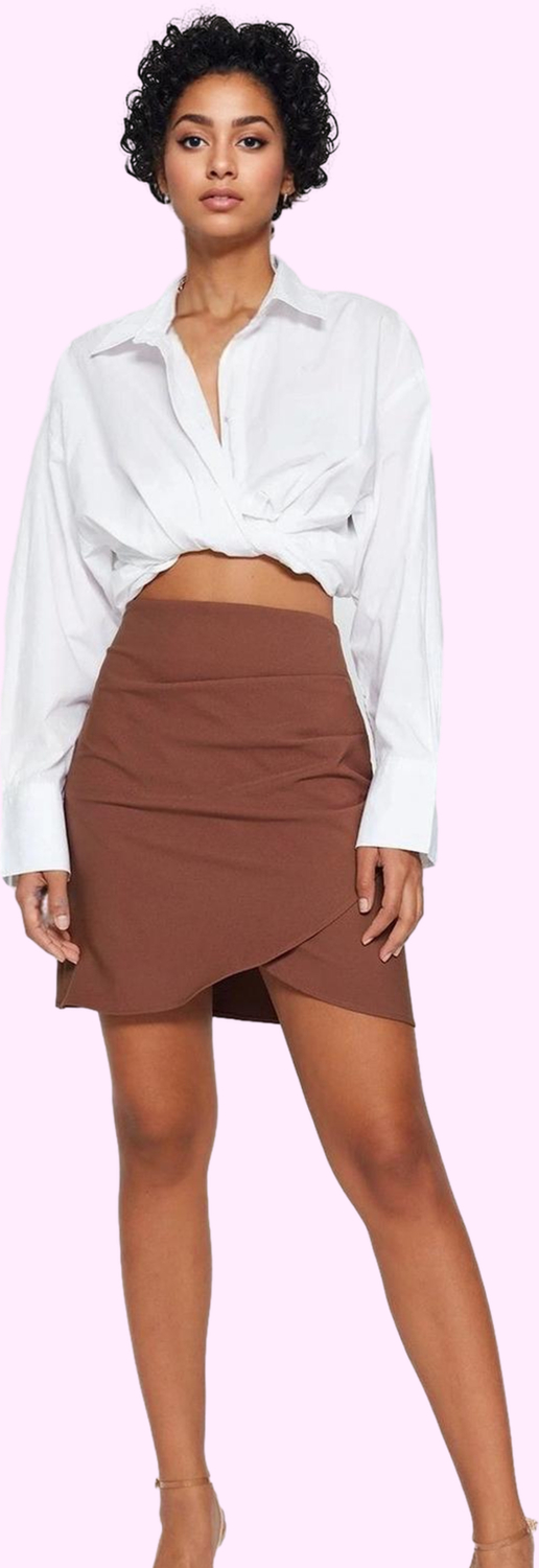 Kadın Kemerli Yüksek Bel Mini Etek Sarong Silüet Günlük Kombinler Yaz Aylarının Vazgeçilmezi