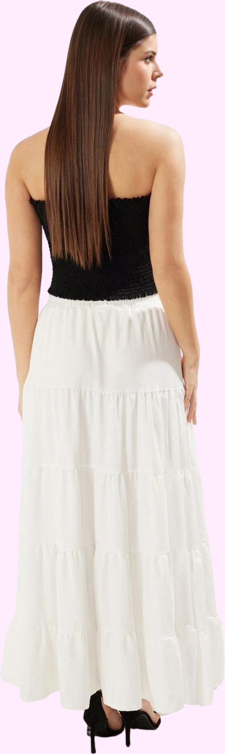 Kadın A line Maxi Etek Dokuma Kumaştan Casual Günlük Stil Hafta Sonu Yaz Aylarının Vazgeçilmezi