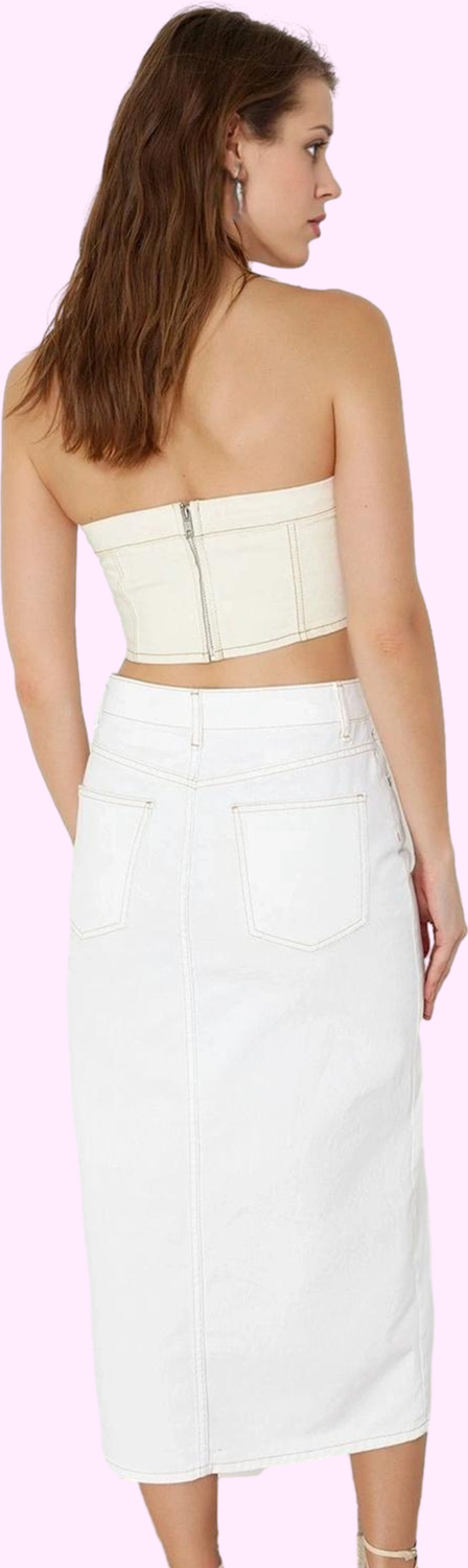 Kadın Denim Midi Etek A line Kalıp Pamuk Günlük Ve İş Hayatı İçin Yaz Aylarının Vazgeçilmezi