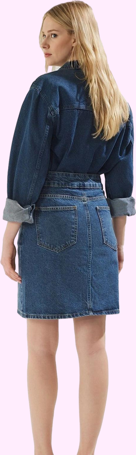 Kadın Denim Etek Pamuk Ön Düğmeli Mini Boy Casual Günlük Kullanım Yaz Aylarının Vazgeçilmezi