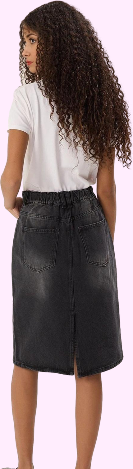 Kadın Denim Midi Etek Pamuk Yırtmaçlı A line Kalıp Rahat Günlük Yaz Aylarının Vazgeçilmezi