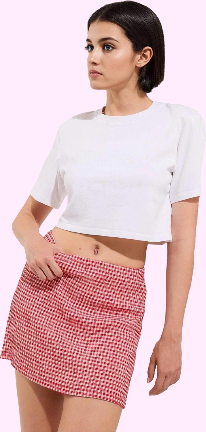 Kadın Slim Fit Kareli Mini Örme Etek Şort Detaylı Rahat Yazlık Günlük Kullanım Özel Günler