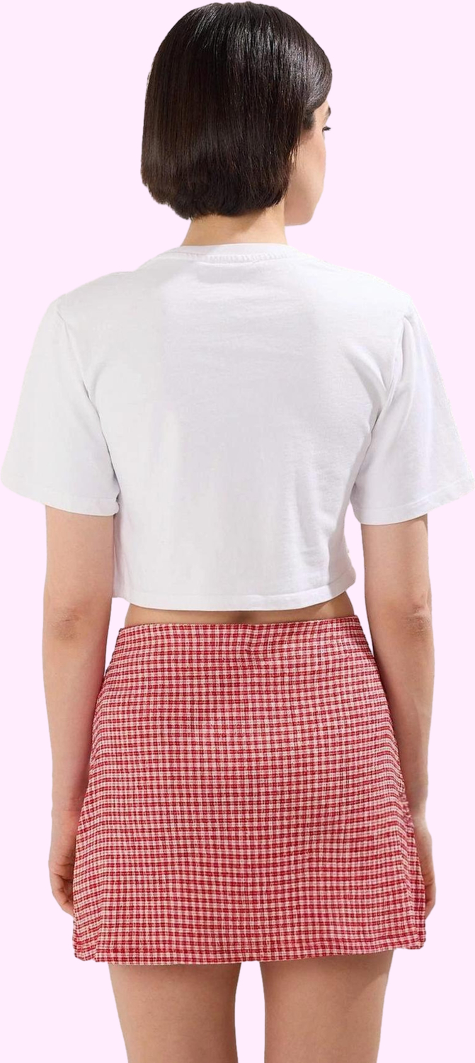 Kadın Slim Fit Kareli Mini Örme Etek Şort Detaylı Rahat Yazlık Günlük Kullanım Özel Günler