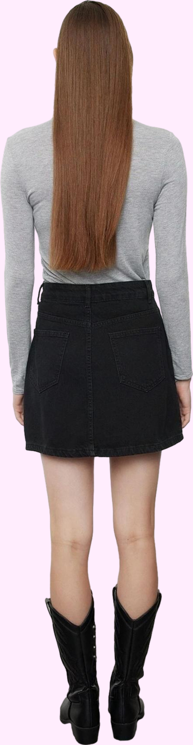 Kadın Pamuk Mini Denim Etek A line Renk Cepsiz Taş Detaylı Günlük Kombinler Modern Tasarım