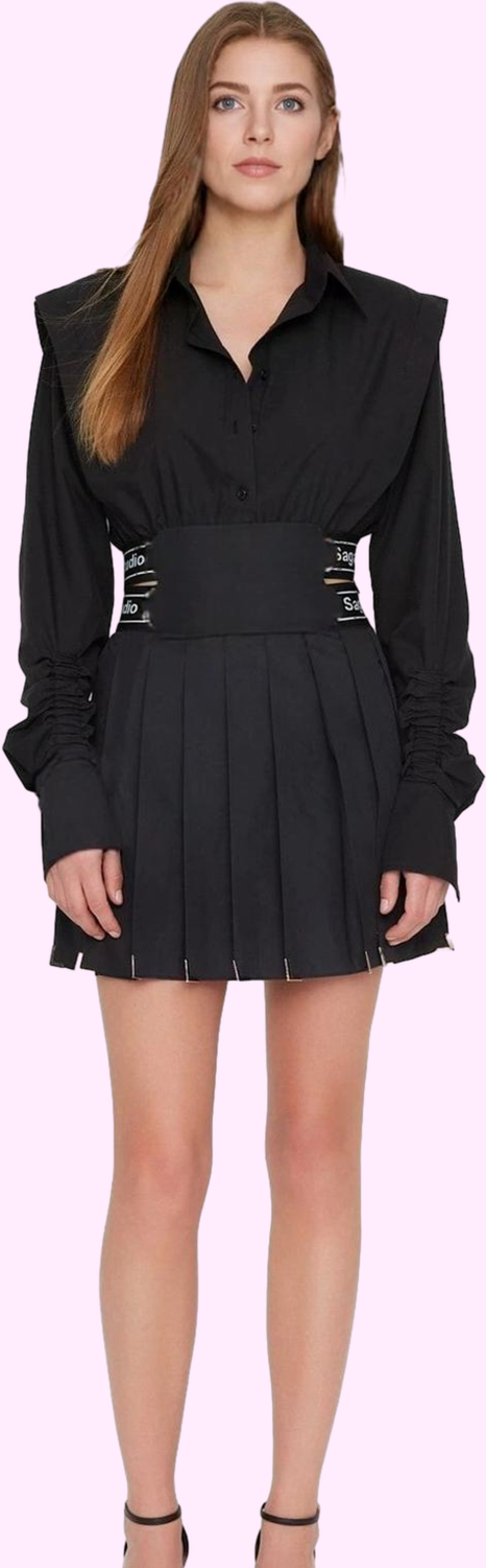 Kadın Mini Etek Metal Detaylı Kemerli A line Poplin Kumaş Günlük Kullanım Kaliteli Malzeme