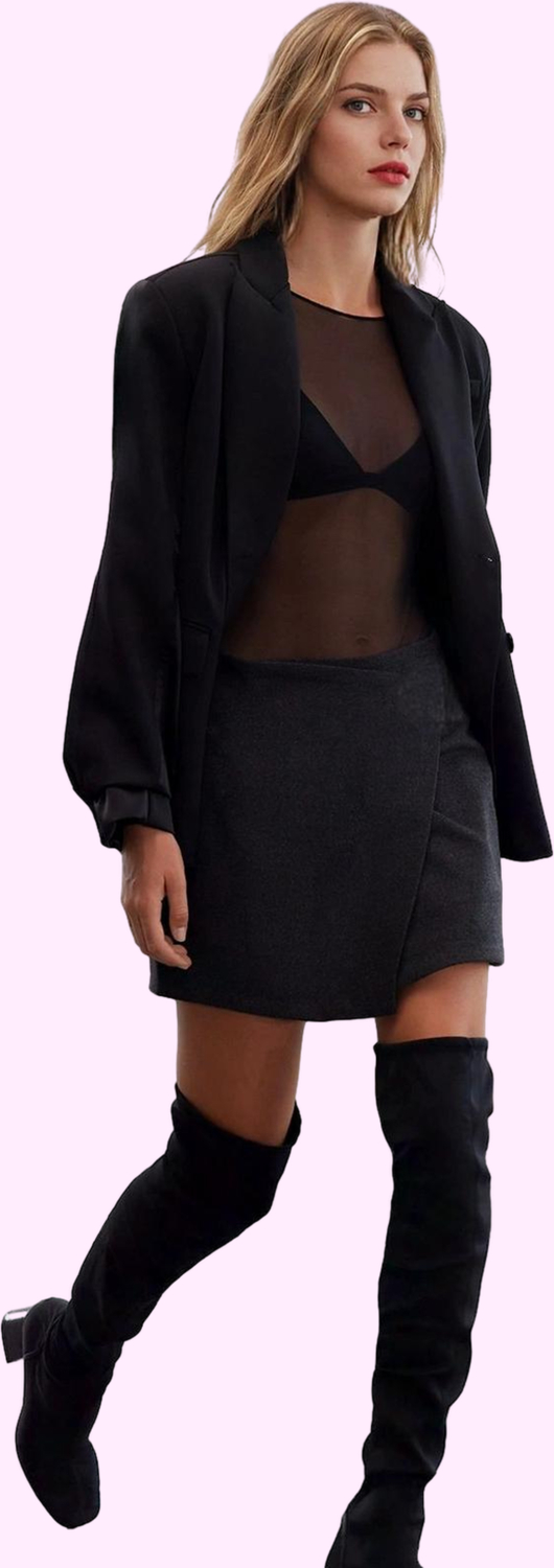 Kadın Mini Etek Yüksek Bel Düğmeli Dokuma Kaşe Kumaş Casual Günlük Kullanım Modern Tasarım