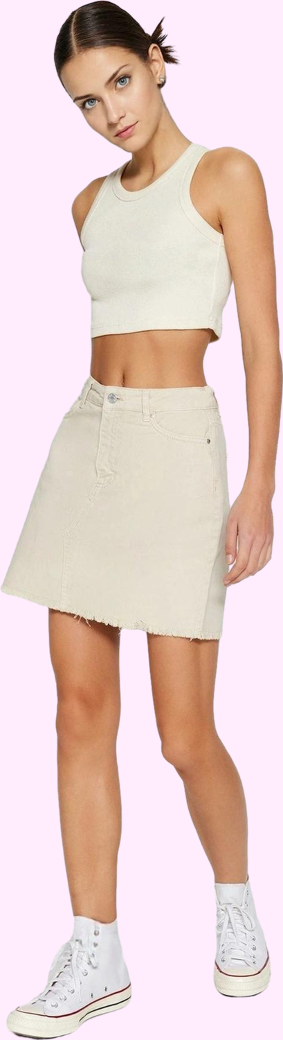 Kadın Denim Mini Etek A line Kalıp Pamuk Yazlık Günlük Kullanım Yaz Aylarının Vazgeçilmezi