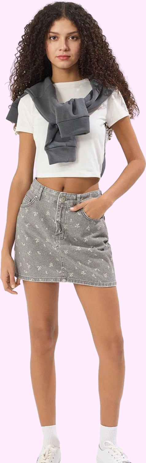 Kız Çocuk Çiçekli Denim Balon Mini Etek Pamuk Yaz Günlük Modern Tasarım Stilin Buluştuğu Yer
