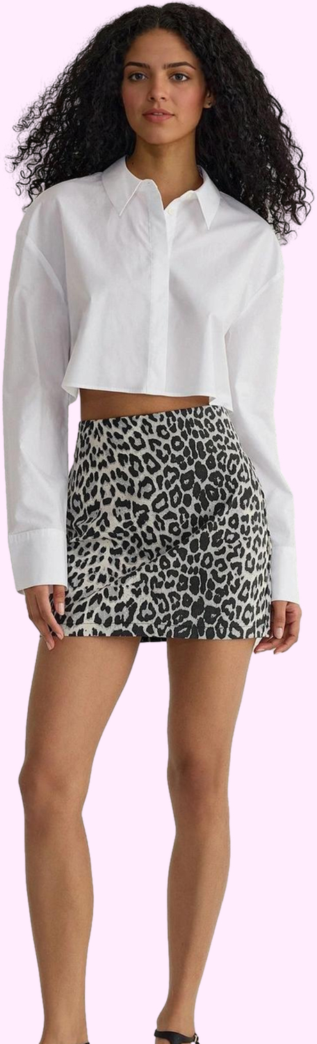 Kadın Pamuklu Mini Etek Leopar Desenli Gabardin Dokuma Günlük Stil Yaz Aylarının Vazgeçilmezi