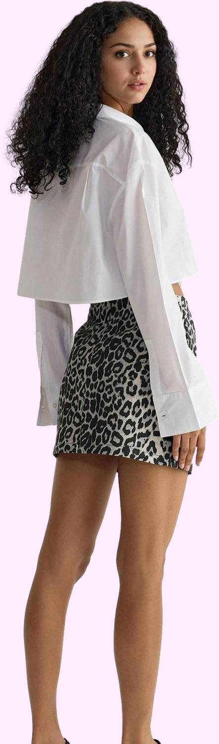 Kadın Pamuklu Mini Etek Leopar Desenli Gabardin Dokuma Günlük Stil Yaz Aylarının Vazgeçilmezi